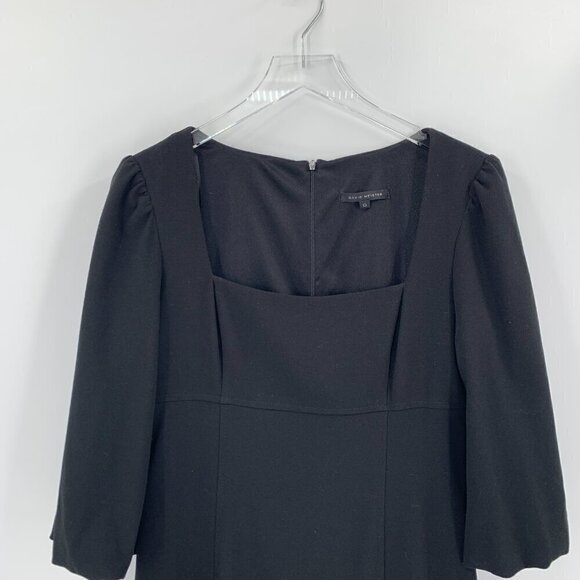 David Meister black shift dress puffed elbow sleeves crepe square neck modest 10 - Picture 2 of 4